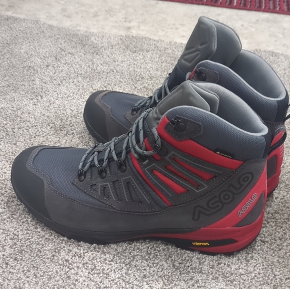 Asolo Narvik GV Grey and Red Men\'s Waterproof Hiking Boots Size 9